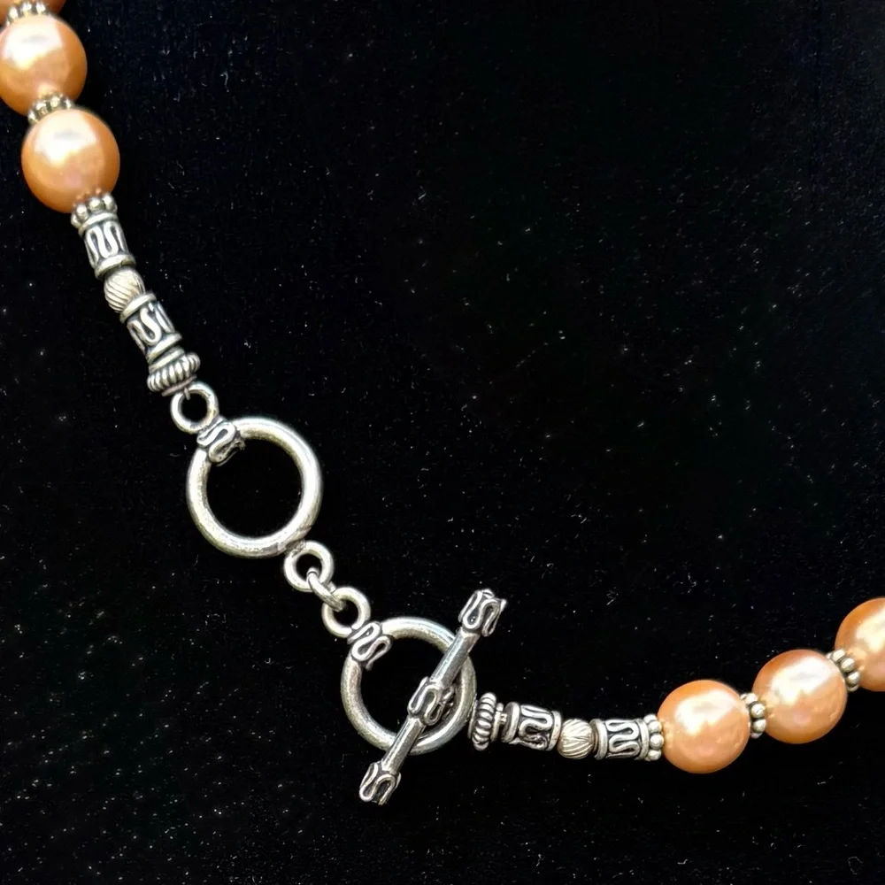 Vintage Faux Gold Pearl Necklace/Earring Set Toggle Clasp